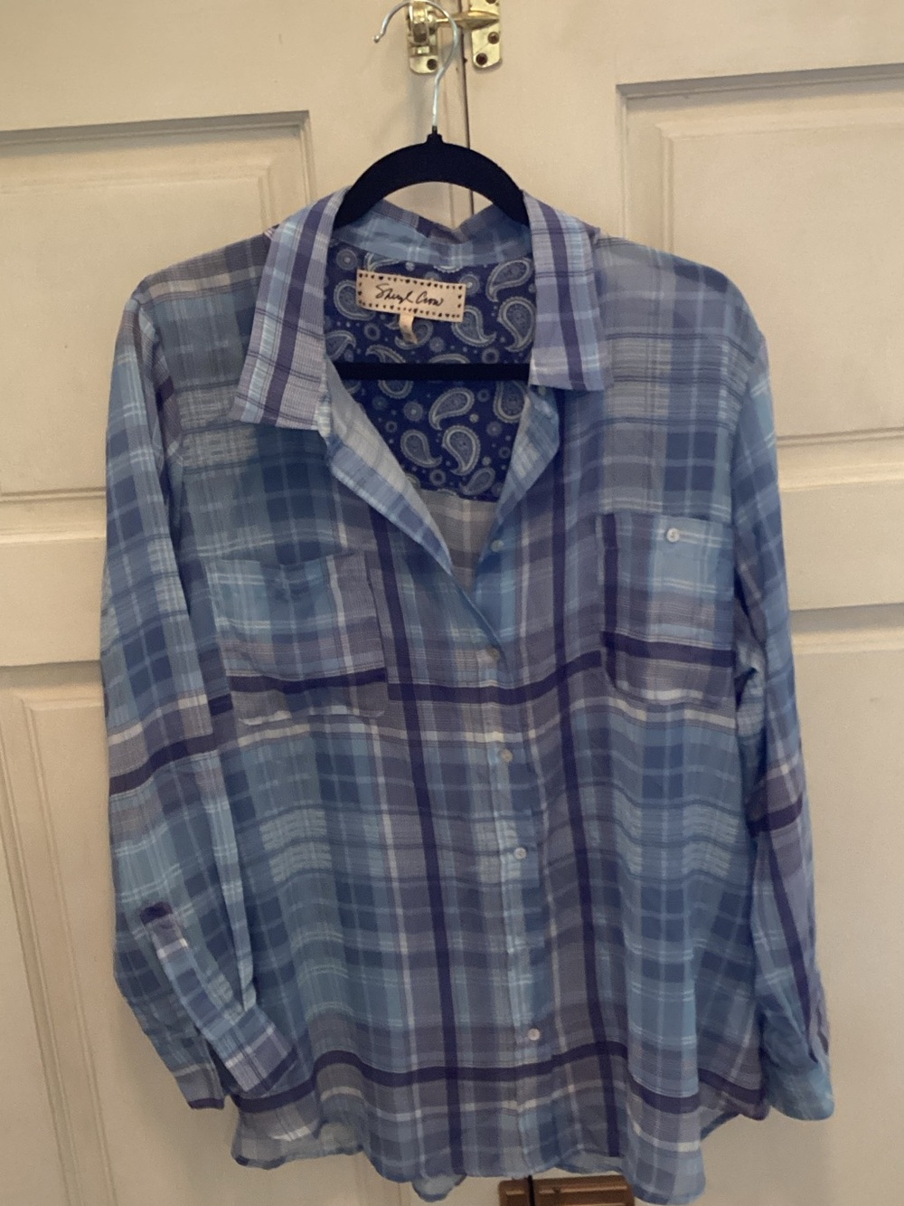 Light Blue Plaid Men's Button-Up Shirt